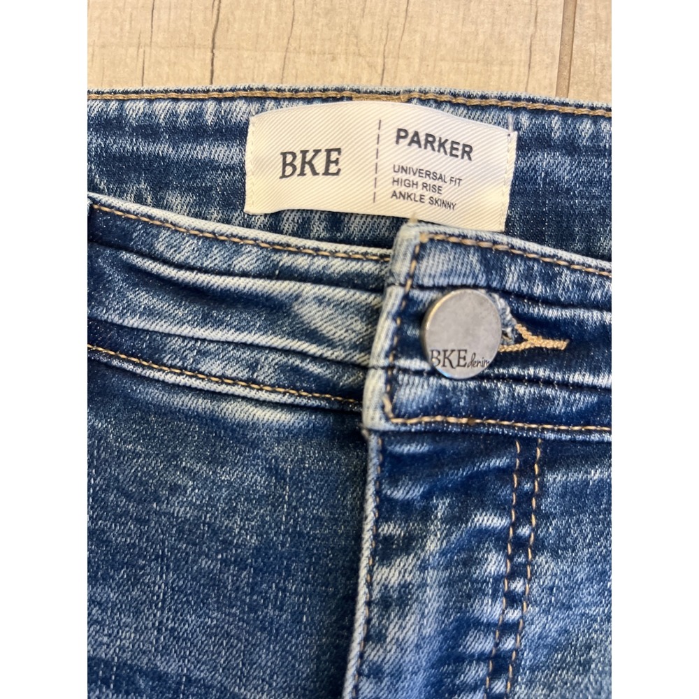 BKE Parker High Rise Ankle Skinny Jeans Womens 32 Distressed Raw Hem Medium Wash